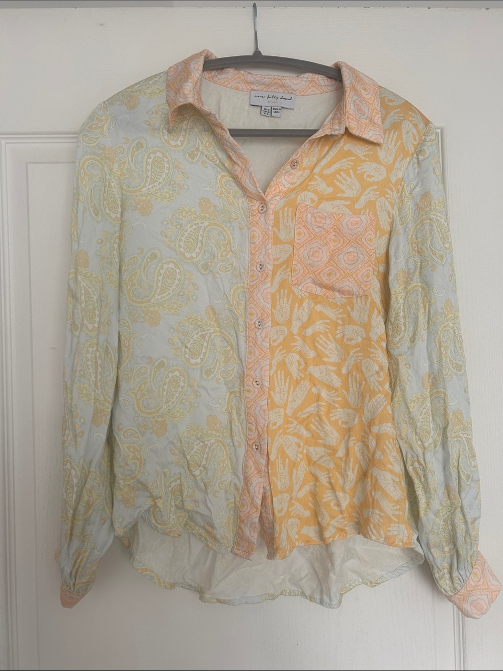 Never Fully Dressed Yellow & Light Blue & Orange Paisley Trim Shirt